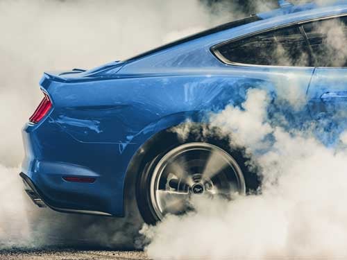 2023 Ford Mustang close up of a burnout